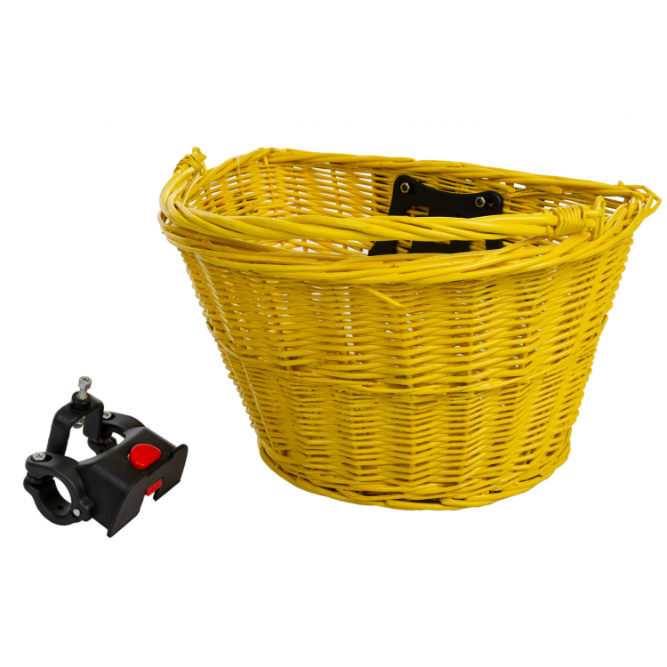 Prútený košík na riadidlá CLIP žltý